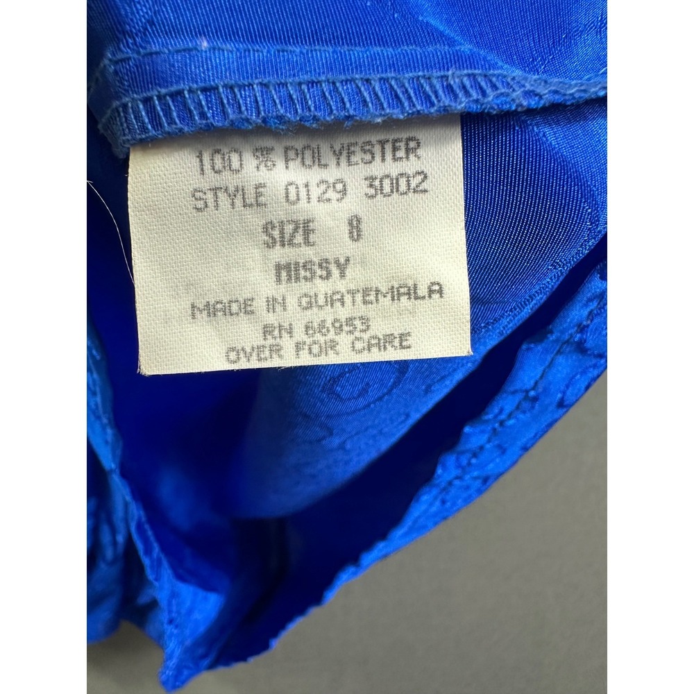 Leslie Fay Sport Royal Blue Jacquard Swirl Scroll Long Sleeve Blouse Women's 8 - Picture 5 of 11